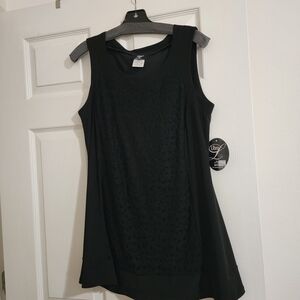 Libra Black Sleeveless Tunic Top with Lace Detail Size L NWT